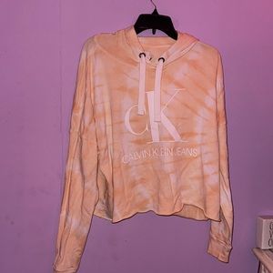 pink/white long sleeved crop top from Calvin Klein